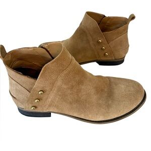 Franco Sarto Kelton Natural Tan Suede Leather Flat Ankle Boots Booties 8.5